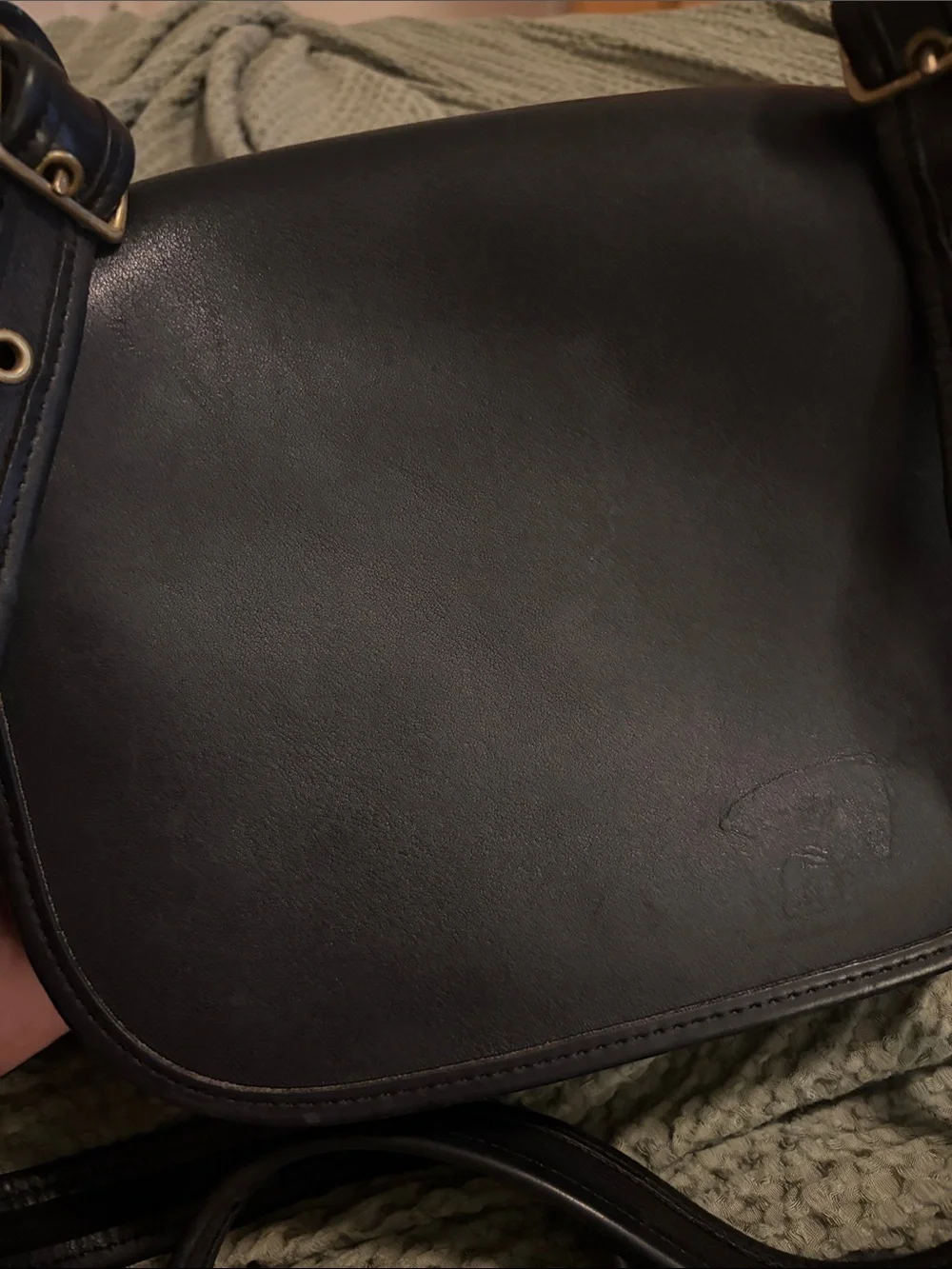1996 Coach Black Leather Messenger Bag with Brass Hardware 9170- no hang tag